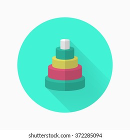 Pyramid toy icon , Vector flat long shadow design. Children's toys concept.