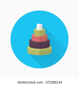 Pyramid toy icon , Vector flat long shadow design. Children's toys concept.