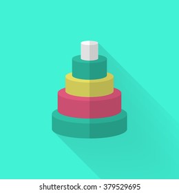 Pyramid toy icon , Vector flat long shadow design. Children's toys concept.