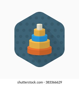 Pyramid toy icon , Vector flat long shadow design. Children's toys concept.