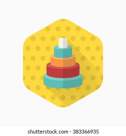 Pyramid toy icon , Vector flat long shadow design. Children's toys concept.