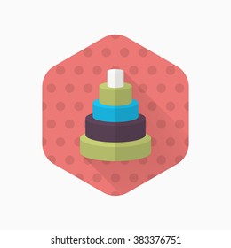 Pyramid toy icon , Vector flat long shadow design. Children's toys concept.