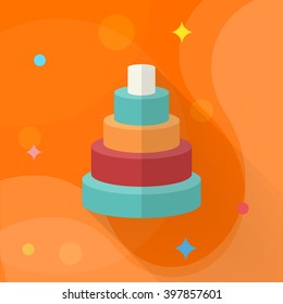 Pyramid toy icon , Vector flat long shadow design. Children's toys concept.