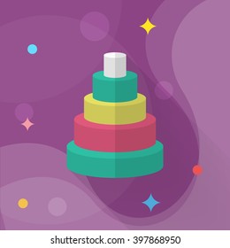 Pyramid toy icon , Vector flat long shadow design. Children's toys concept.