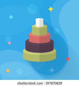 Pyramid toy icon , Vector flat long shadow design. Children's toys concept.