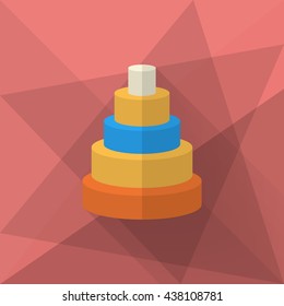 Pyramid toy icon , Vector flat long shadow design. Children's toys concept.