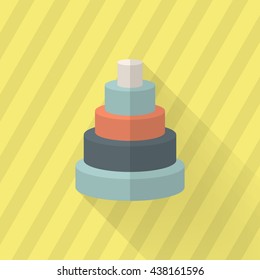 Pyramid toy icon , Vector flat long shadow design. Children's toys concept.