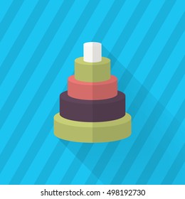 Pyramid toy icon , Vector flat long shadow design. Children's toys concept.