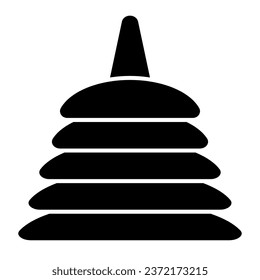 Icono sólido de juguete pirámide. Ilustración vectorial de juguete lógico infantil aislada en blanco. Diseño estilo glifo de bloques de bebés, diseñado para web y aplicación. Eps 10