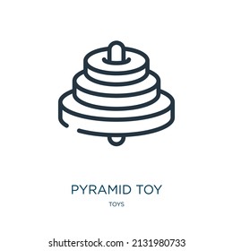 pyramid toy thin line icon. toy, cartoon linear icons from toys concept isolated outline sign. Vector illustration symbol element for web design and apps.