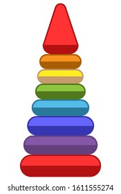 pyramid toy, vector drawing on white background.