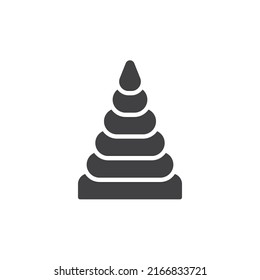 Pyramid toy vector icon. filled flat sign for mobile concept and web design. Stacking pyramid glyph icon. Symbol, logo illustration. Vector graphics