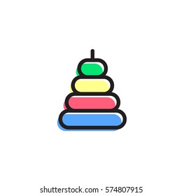 Pyramid toy vector icon. Playground sign. Children plaything symbol. Vector concept illustration for design.