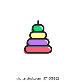 Pyramid toy vector icon. Playground sign. Children plaything symbol. Vector concept illustration for design.