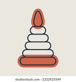 Pyramid toy vector isolated icon. Graph symbol for children and newborn babies web site and apps design, logo, app, UI