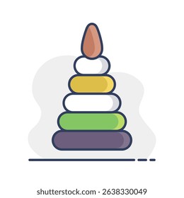 Pyramid toy vector isolated icon. Graph symbol for children and newborn babies web site and apps design, logo, app, UI