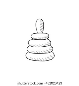 Pyramid toy vector sketch icon isolated on background. Hand drawn Pyramid toy icon. Pyramid toy sketch icon for infographic, website or app.