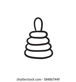 Pyramid toy vector sketch icon isolated on background. Hand drawn Pyramid toy icon. Pyramid toy sketch icon for infographic, website or app.
