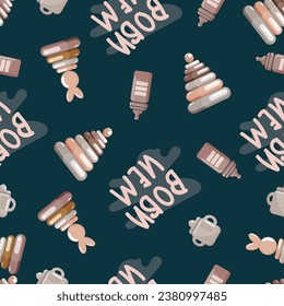Pyramid toys for children. Pattern. Vector isolated illustrations for children's design. Beige delicate shades.