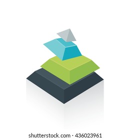 pyramid transform green blue gray color