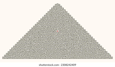 Gráfica vectorial laberíntica. Forma de pirámide (triángulo), laberinto complejo (laberinto).