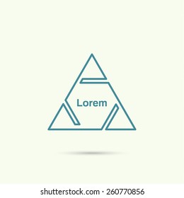 Pyramid with triangles and cuts. Vector logo design.