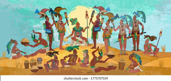 Pyramid Tribe Maya Background Historical Art Stock Vector (Royalty Free ...