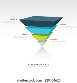 pyramid upside down infographic template 4 color