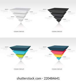 pyramid upside down infographic template set