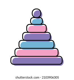 Pyramid vector icon. Illustration of vector pyramid toy. Abstract colorful icons with lines. Linear toys for baby.  
