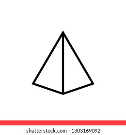 Pyramid vector icon, triangle symbol. Simple, flat design for web or mobile app