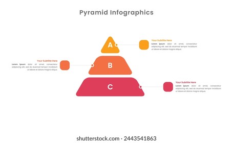Pyramid vector infographic with 3 levels