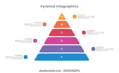 Pyramid vector infographic with 6 levels