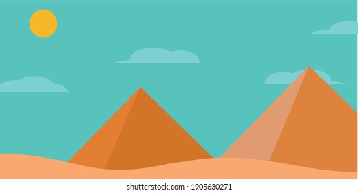 Ancient Egypt Landscape Sands Ruins Pyramids Stock Vector (Royalty Free ...