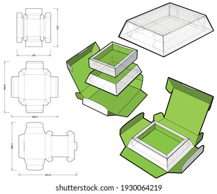 Pyramidal Box and Die-cut Pattern. The .eps file is full scale and fully functional. Prepared for real cardboard production.