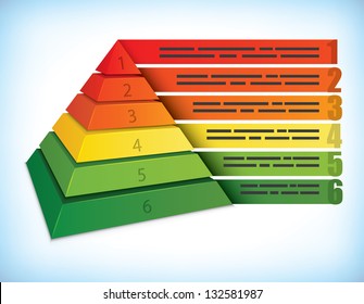 Pyramidal presentation template with six step, can be used for ecology and other marketing concepts