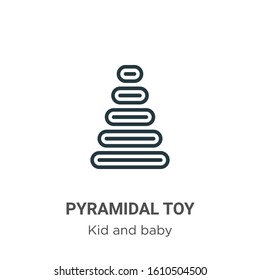 Pyramidal toy glyph icon vector on white background. Flat vector pyramidal toy icon symbol sign from modern kid and baby collection for mobile concept and web apps design.