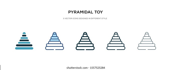 pyramidal toy icon in different style vector illustration. two colored and black pyramidal toy vector icons designed in filled, outline, line and stroke style can be used for web, mobile, ui