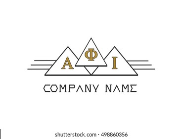 pyramide greek logo initial Letter, Abstract Polygonal Background Logo, design for Corporate Business Identity,flat icon, Alphabet letter