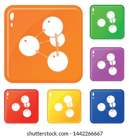 Pyramide molecule icons set collection vector 6 color isolated on white background