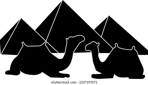 pyramids and camels vector in egypt