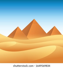 Pyramids in the desert landscape