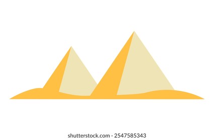 Pyramids In Desert Landscape In Flat Vector Illustration Symbolizing Ancient Egypt, History, And Tourism, Isolated On White Background