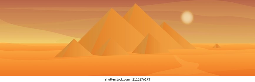 Pyramids in the desert. Panorama