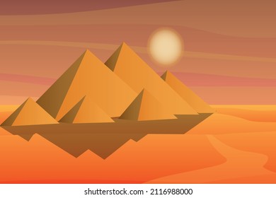 Pyramids in the desert. Vector