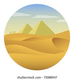 Pyramids in the desert. Vector illustration.