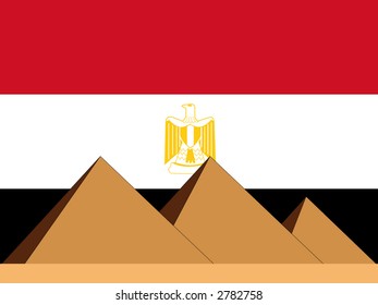 pyramids of egypt and Egyptian flag illustration