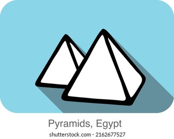 Pyramids, Egypt, famous landmark flat icon design, Famous scenic spot