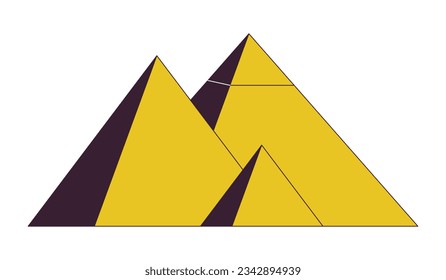 Pyramids in Egypt flat line color isolated vector object. Tourist attraction Egypt. Destination. Editable clip art image on white background. Simple outline cartoon spot illustration for web design