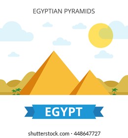 Pyramids, Egypt. Flat Vector illustration.